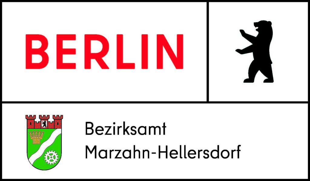 Logo: Bezirksamt Marzahn-Hellersdorf mit Berliner Bär.